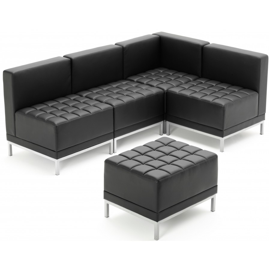 Infinity Black Bonded Leather Straight Backed Cube